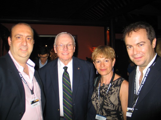 Con Neil Armstrong (a mi lado), Javier Peláez y Javier Sierra en Starmus 2011.